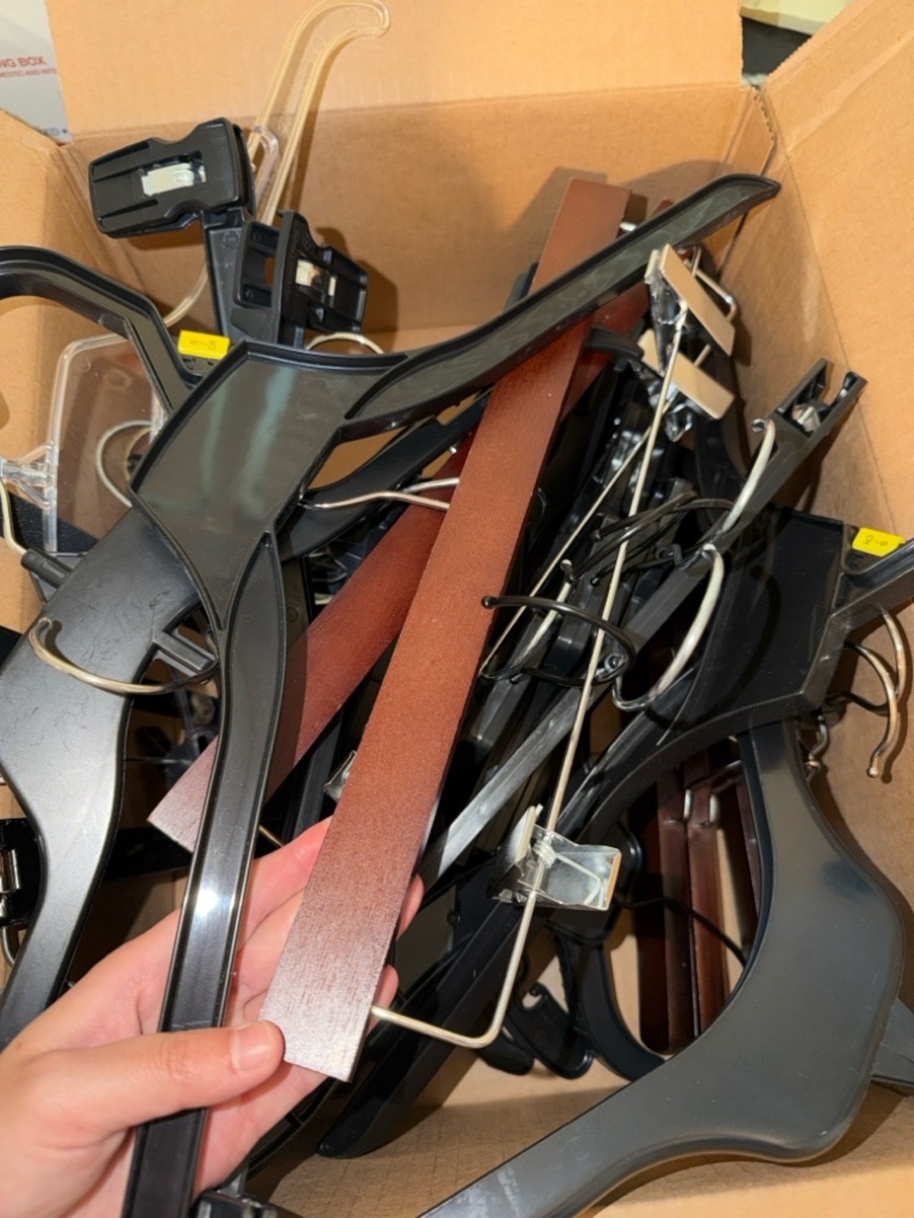 5 lbs Mixed Black Plastic and Wood Clothing Hangers
